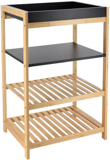 Opbergkast - hout / zwart - 4 planken - 70 x 43 x 33 cm - badkamer