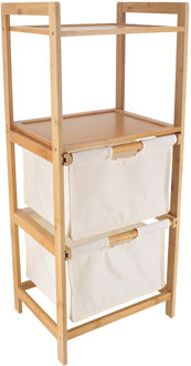 Opbergkast - met 2 Manden - 3 Vakken - Bamboe / Polyester - 90 x 38 x 30 cm