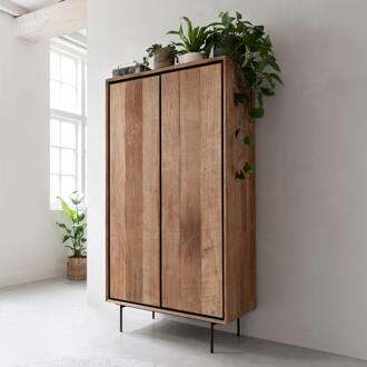 Opbergkast 'Metropole' Teakhout, 180 x 90cm Bruin, Zwart - 180 x 90 cm