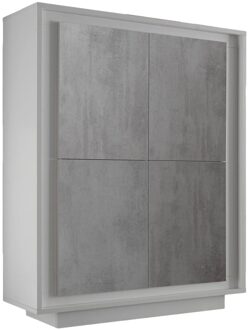 Opbergkast SKY 146 cm hoog - Wit met grijs beton Grijs,Wit,Grijs beton