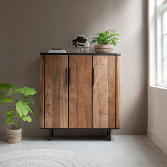 Opbergkast 'Soho' Teakhout en betonlook, 130 x 120cm - 130 cm