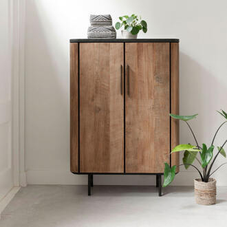 Opbergkast 'Soho' Teakhout en betonlook, 130 x 90cm - 130 cm