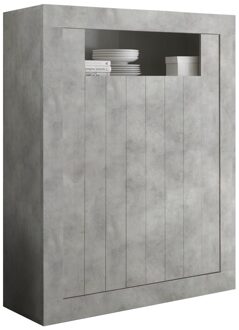 Opbergkast Urbino 144 cm hoog in grijs beton Grijs,Grijs beton
