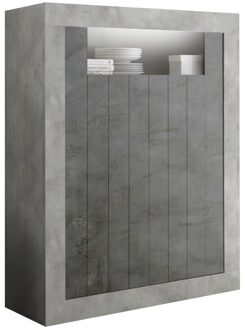 Opbergkast Urbino 144 cm hoog in grijs beton met oxid Grijs,Grijs beton,Oxid (Oxide)
