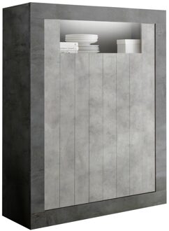 Opbergkast Urbino 144 cm hoog in Oxid met grijs beton Grijs,Grijs beton,Oxid (Oxide)