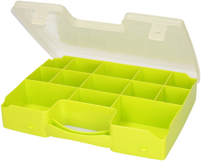 Opbergkoffertje - 13-vaks - groen - opbergkoffer - sorteer box - 27,5 x 20,5 x 3 cm