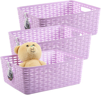Opbergmand - 2x - Kastmand - rotan kunststof - paars - 12 Liter - 30 x 37 x 13 cm