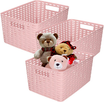 Opbergmand - 3x - Kastmand - rotan kunststof - oud roze - 18 Liter - 29 x 39 x 20 cm