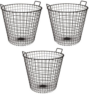 Opbergmand - 3x - metaal - antraciet - 45 x 45 cm - draadmand - decoratiemand/opbergen