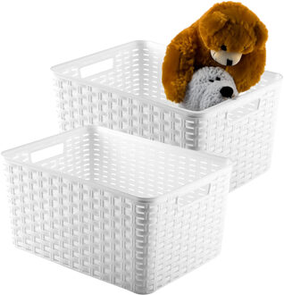 Opbergmand - 4x - Kastmand - rotan kunststof - ivoor wit - 18 Liter - 29 x 39 x 20 cm