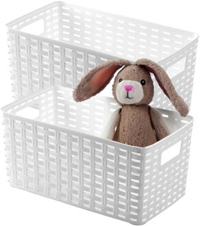 Opbergmand - 4x - Kastmand - rotan kunststof - ivoor wit - 5 Liter - 15 x 28 x 13 cm