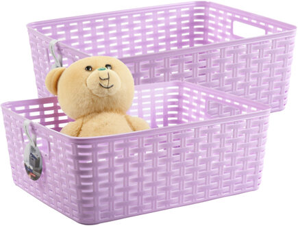 Opbergmand - 4x - Kastmand - rotan kunststof - paars - 12 Liter - 30 x 37 x 13 cm