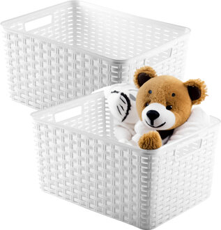 Opbergmand - 4x - Kastmand - rotan kunststof - wit - 18 Liter - 29 x 39 x 20 cm