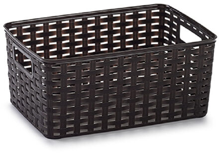 Opbergmand - 6x stuks - Kastmand - rotan kunststof - donkerbruin - 6 Liter - 19 x 29 x 13 cm