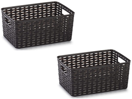 Opbergmand - 8x - Kastmand - rotan kunststof - donkerbruin - 10 Liter - 22 x 33 x 16 cm