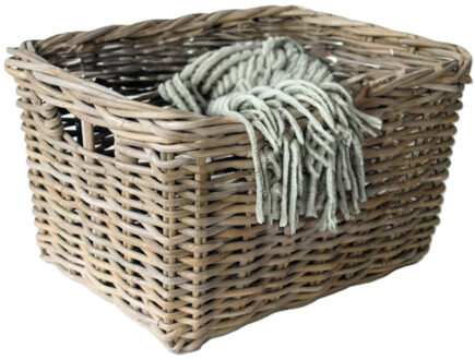 Opbergmand - bruin - 50 x 40 x 30 cm - rotan - gevlochten riet - mand - opbergen
