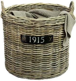 Opbergmand - bruin - rond - D65 x H60 cm - rotan