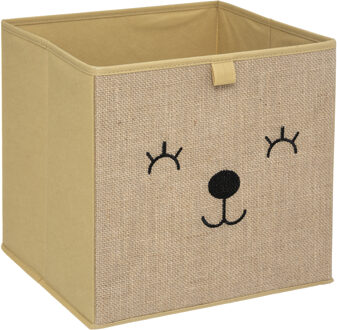 Opbergmand/kastmand beer - voor kinderen - karton/kunststof - bruin - 30 x 30 cm - Opbergmanden