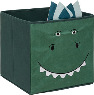Opbergmand/kastmand dino - voor kinderen - karton/kunststof - groen - 30 x 30 cm - Opbergmanden
