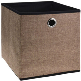 Opbergmand/kastmand - karton/kunststof - 28 liter - bruin - 30 x 30 x 30 cm - Opbergmanden