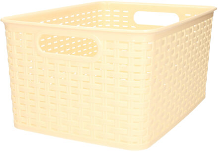Opbergmand - Kastmand - rotan kunststof - beige/geel - 10 Liter - 22 x 33 x 16 cm