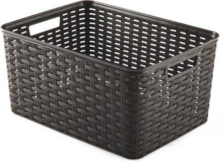 Opbergmand - Kastmand - rotan kunststof - choco brown - 18 Liter - 29 x 39 x 20 cm