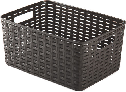 Opbergmand - Kastmand - rotan kunststof - choco bruin - 10 Liter - 22 x 33 x 16 cm