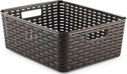 Opbergmand - Kastmand - rotan kunststof - choco bruin - 12 Liter - 30 x 37 x 13 cm