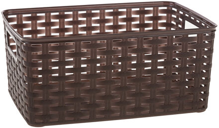 Opbergmand - Kastmand - rotan kunststof - choco bruin - 6 Liter - 19 x 29 x 13 cm