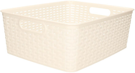 Opbergmand - Kastmand - rotan kunststof - creme wit - 12 Liter - 30 x 37 x 13 cm