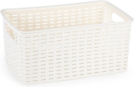 Opbergmand - Kastmand - rotan kunststof - creme wit - 5 Liter - 15 x 28 x 13 cm
