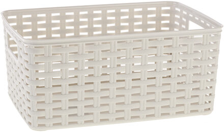 Opbergmand - Kastmand - rotan kunststof - creme wit - 6 Liter - 19 x 29 x 13 cm