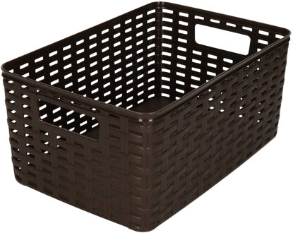 Opbergmand - Kastmand - rotan kunststof - donkerbruin - 10 Liter - 22 x 33 x 16 cm
