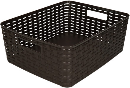 Opbergmand - Kastmand - rotan kunststof - donkerbruin - 12 Liter - 30 x 37 x 13 cm