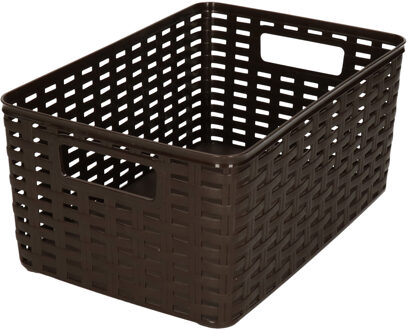 Opbergmand - Kastmand - rotan kunststof - donkerbruin - 6 Liter - 19 x 29 x 13 cm