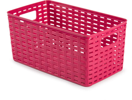 Opbergmand - Kastmand - rotan kunststof - fuchsia roze - 5 Liter - 15 x 28 x 13 cm