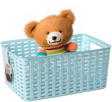 Opbergmand - Kastmand - rotan kunststof - ijsblauw - 10 Liter - 22 x 33 x 16 cm