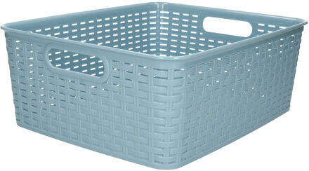 Opbergmand - Kastmand - rotan kunststof - ijsblauw - 12 Liter - 30 x 37 x 13 cm