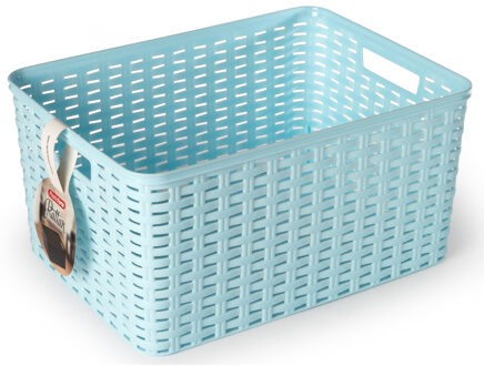 Opbergmand - Kastmand - rotan kunststof - ijsblauw - 18 Liter - 29 x 39 x 20 cm