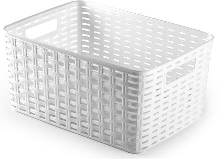 Opbergmand - Kastmand - rotan kunststof - ivoor wit - 10 Liter - 22 x 33 x 16 cm