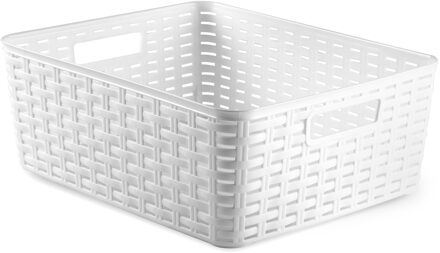 Opbergmand - Kastmand - rotan kunststof - ivoor wit - 12 Liter - 30 x 37 x 13 cm