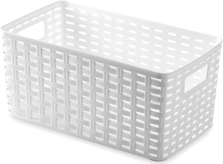 Opbergmand - Kastmand - rotan kunststof - ivoor wit - 5 Liter - 15 x 28 x 13 cm