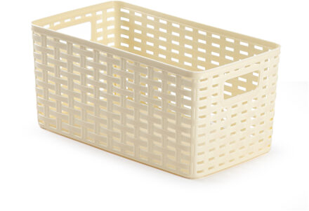 Opbergmand - Kastmand - rotan kunststof - ivoor wit - 6 Liter - 19 x 29 x 13 cm