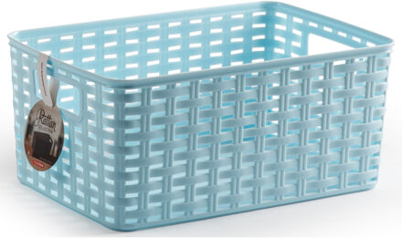 Opbergmand - Kastmand - rotan kunststof - lichtblauw - 10 Liter - 22 x 33 x 16 cm