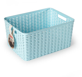 Opbergmand - Kastmand - rotan kunststof - lichtblauw - 18 Liter - 29 x 39 x 20 cm