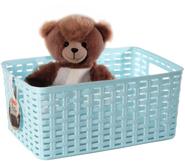 Opbergmand - Kastmand - rotan kunststof - lichtblauw - 5 Liter - 15 x 28 x 13 cm