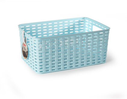 Opbergmand - Kastmand - rotan kunststof - lichtblauw - 6 Liter - 19 x 29 x 13 cm