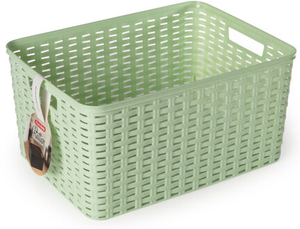 Opbergmand - Kastmand - rotan kunststof - lichtgroen - 18 Liter - 29 x 39 x 20 cm
