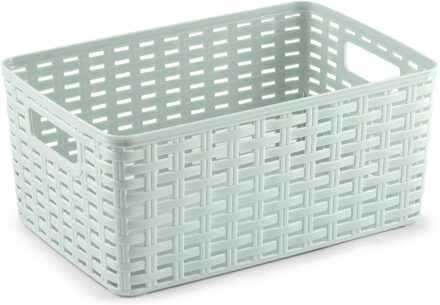 Opbergmand - Kastmand - rotan kunststof - lichtgroen - 6 Liter - 19 x 29 x 13 cm