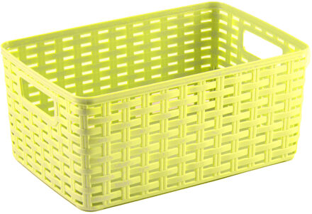 Opbergmand - Kastmand - rotan kunststof - limegroen - 12 Liter - 30 x 37 x 13 cm